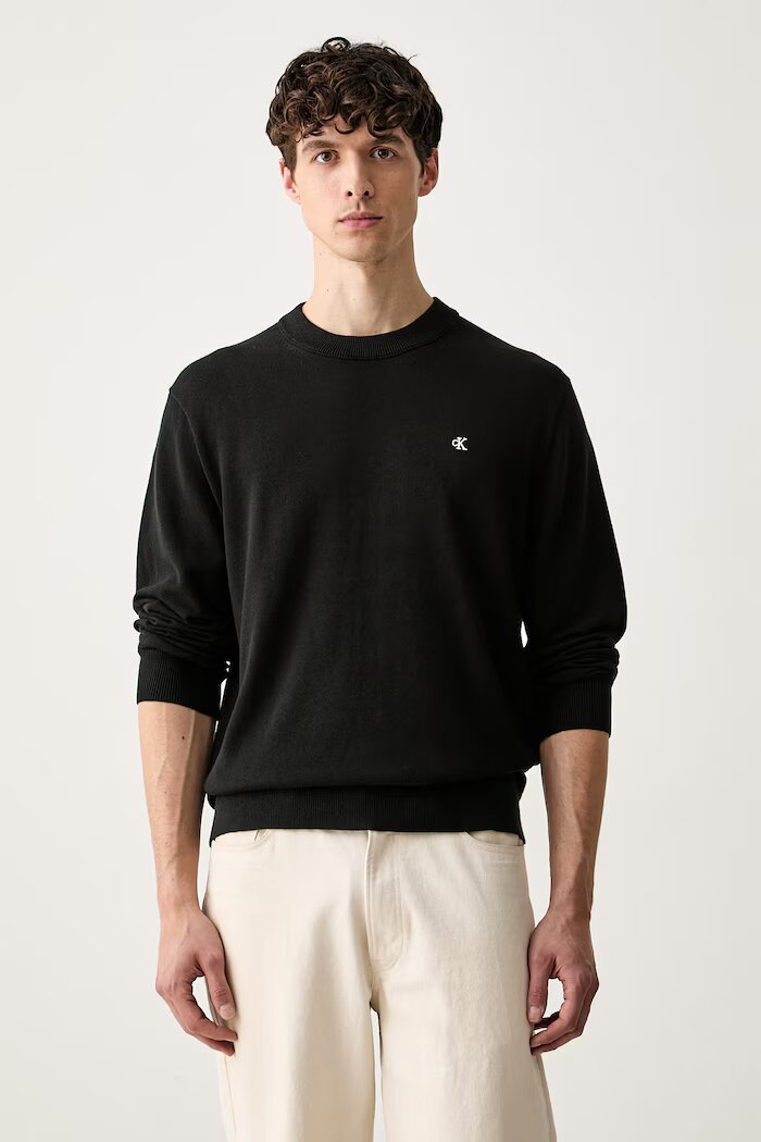 CALVIN KLEIN JEANS пуловер мъжки от памук черен LV04RH325G