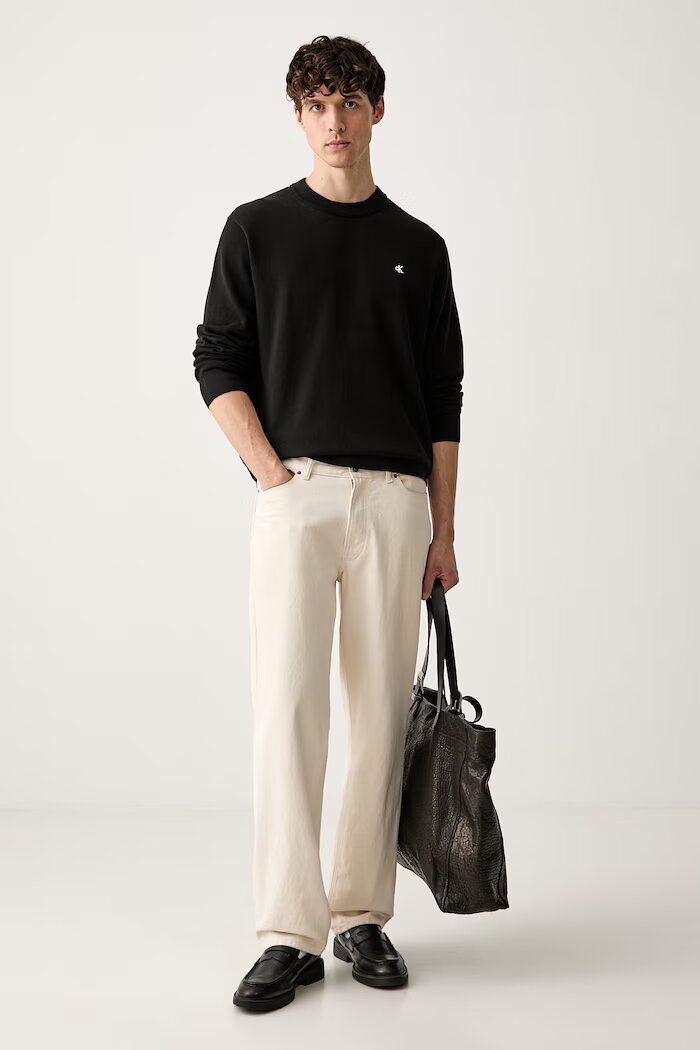 CALVIN KLEIN JEANS пуловер мъжки от памук черен LV04RH325G