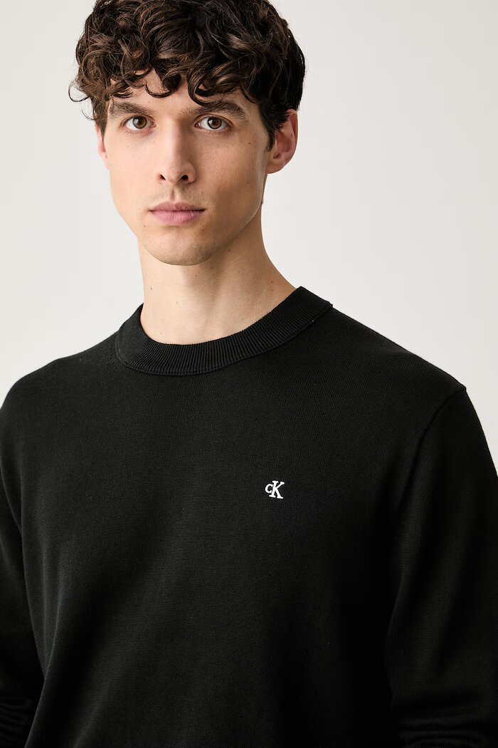 CALVIN KLEIN JEANS пуловер мъжки от памук черен LV04RH325G