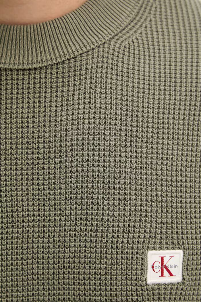 CALVIN KLEIN JEANS пуловер мъжки от памук зелен LV04RD313G