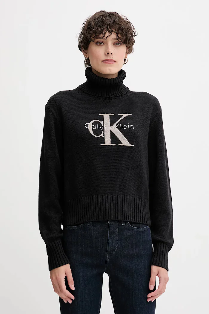 CALVIN KLEIN JEANS Пуловер в черно с поло LV047D354G