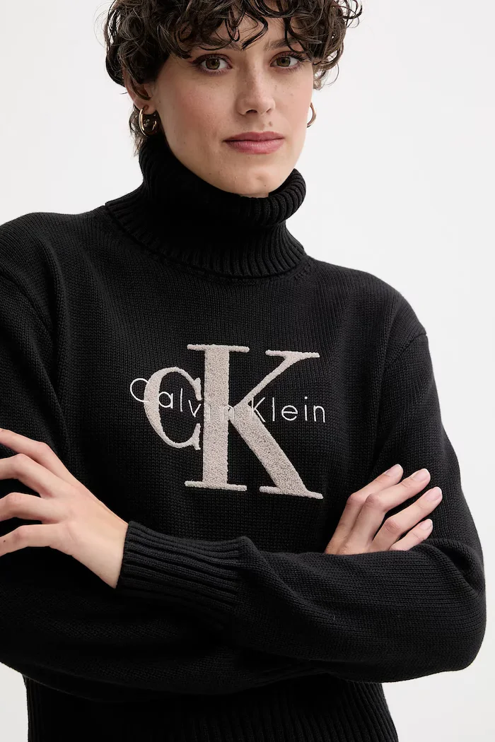 CALVIN KLEIN JEANS Пуловер в черно с поло LV047D354G