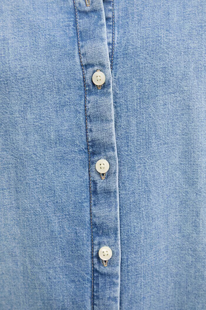 CALVIN KLEIN JEANS риза дамска от деним синя с изчистена шарка LV047F784G