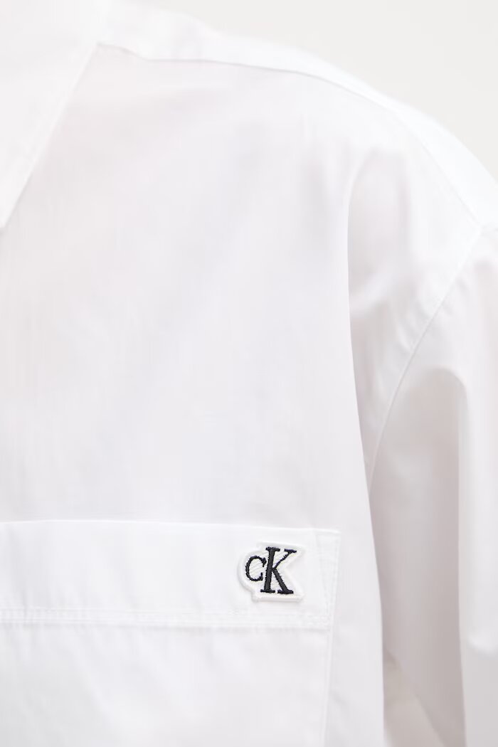 CALVIN KLEIN JEANS риза дамска от памук бяла с изчистена шарка LV047F102G