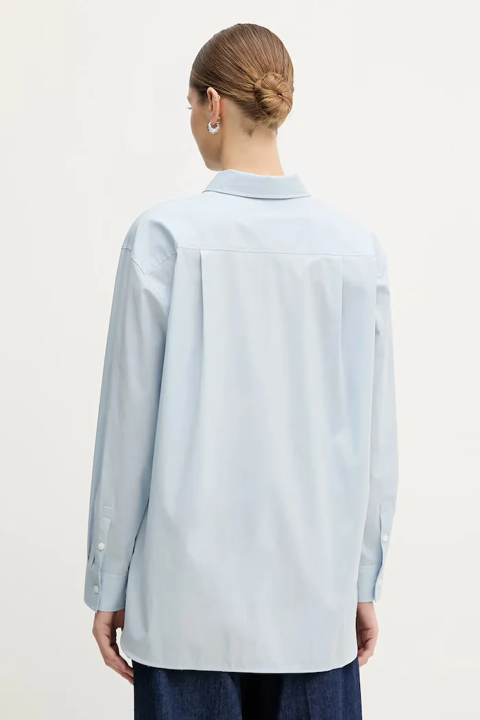 CALVIN KLEIN JEANS Риза дамска в бяло със свободна кройка с класическа яка LV047C143G