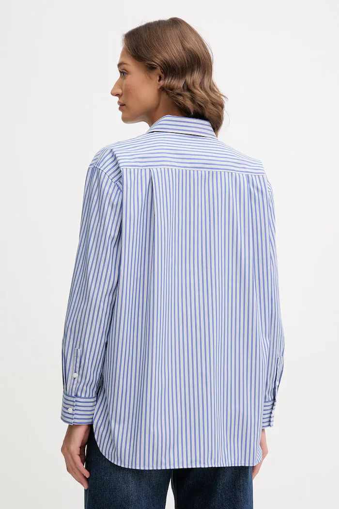 CALVIN KLEIN JEANS Риза дамска в синьо със свободна кройка с класическа яка LV044D170G