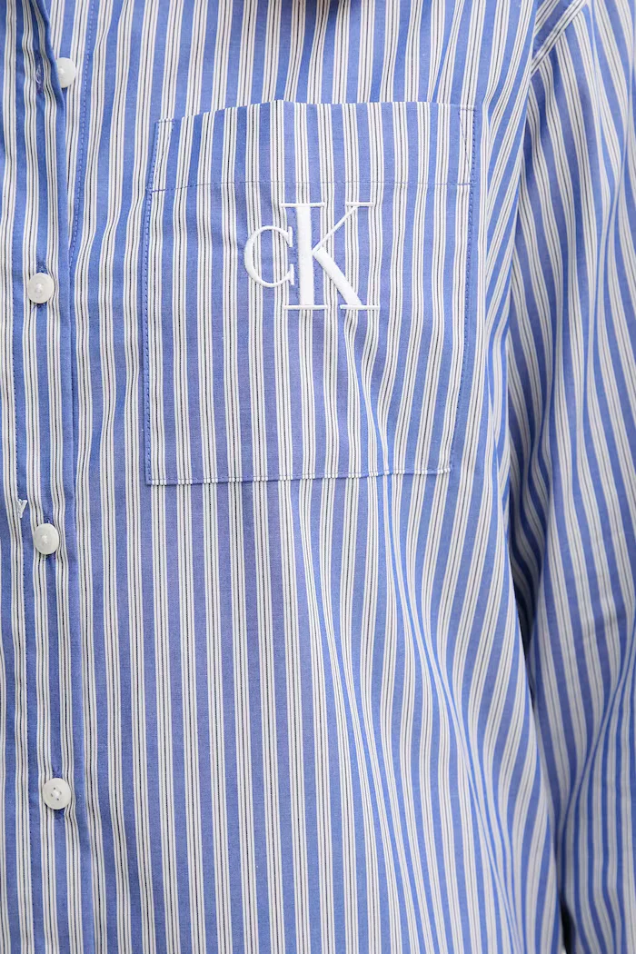 CALVIN KLEIN JEANS Риза дамска в синьо със свободна кройка с класическа яка LV044D170G