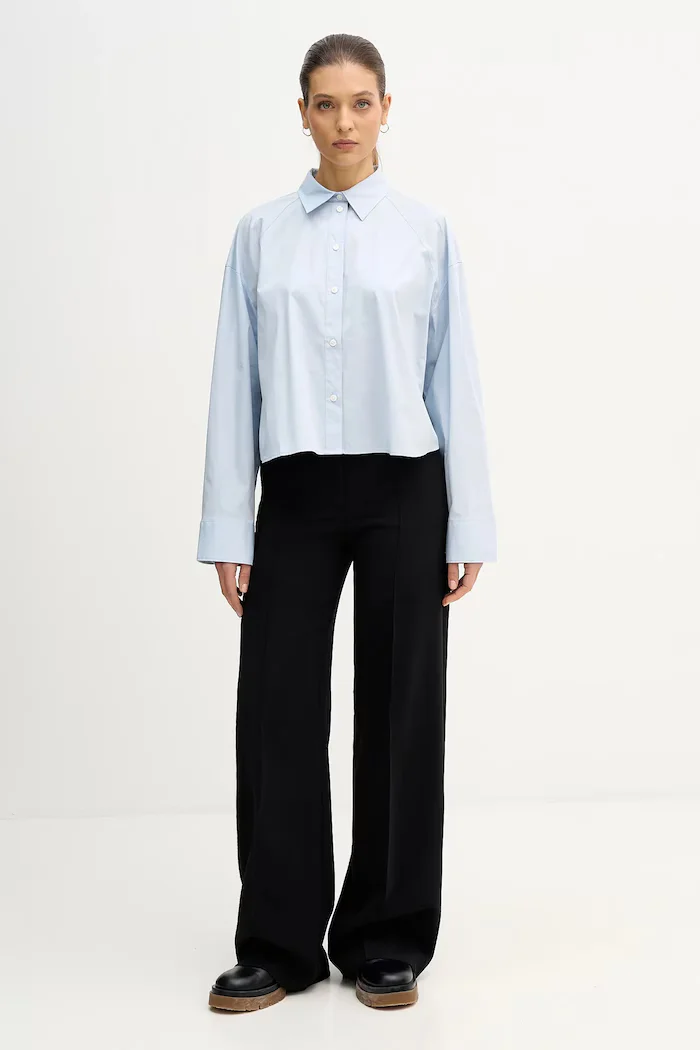 CALVIN KLEIN JEANS Риза дамска в синьо със свободна кройка с класическа яка LV047C141G