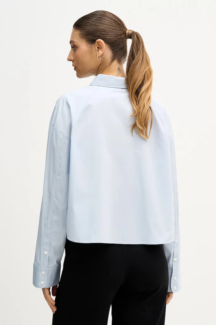 CALVIN KLEIN JEANS Риза дамска в синьо със свободна кройка с класическа яка LV047C141G