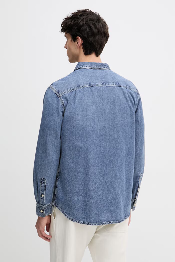 CALVIN KLEIN JEANS риза мъжка от деним синя LV04RE708G