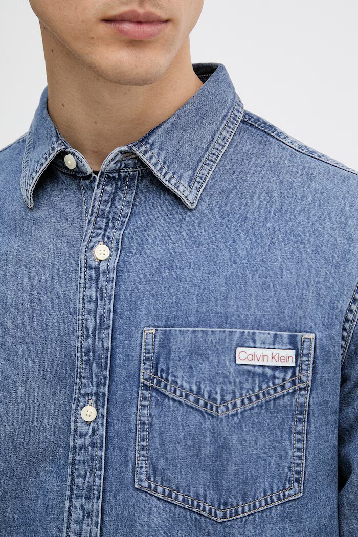 CALVIN KLEIN JEANS риза мъжка от деним синя LV04RE708G