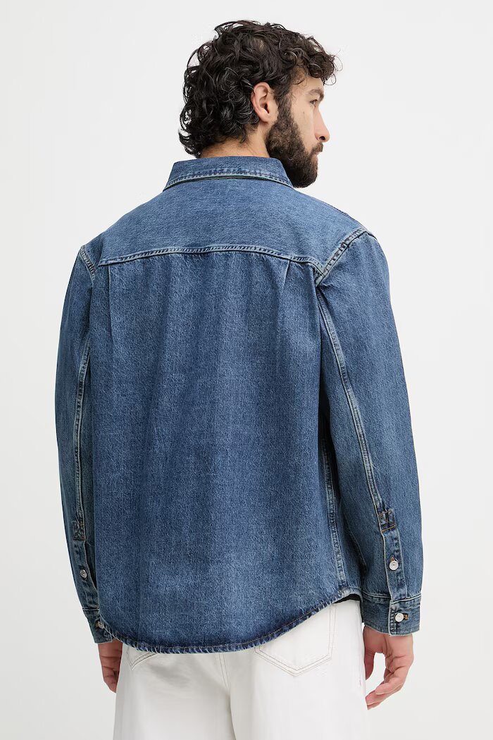 CALVIN KLEIN JEANS риза мъжка от деним синя LV04RF710G