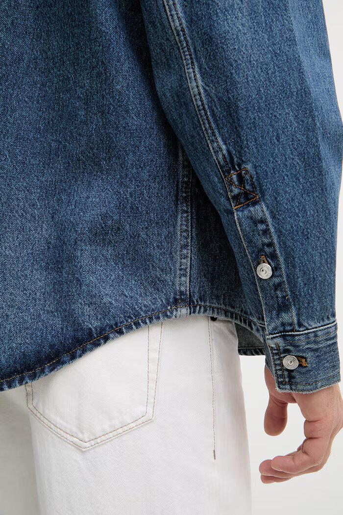 CALVIN KLEIN JEANS риза мъжка от деним синя LV04RF710G