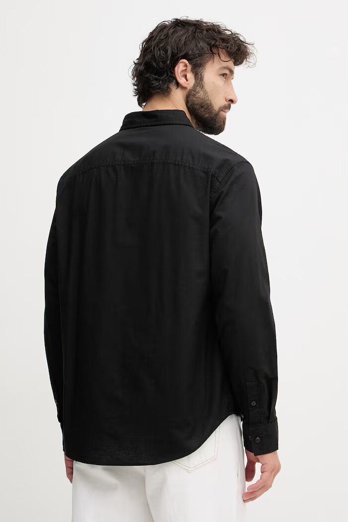 CALVIN KLEIN JEANS риза мъжка с памук черна LV04RF113G