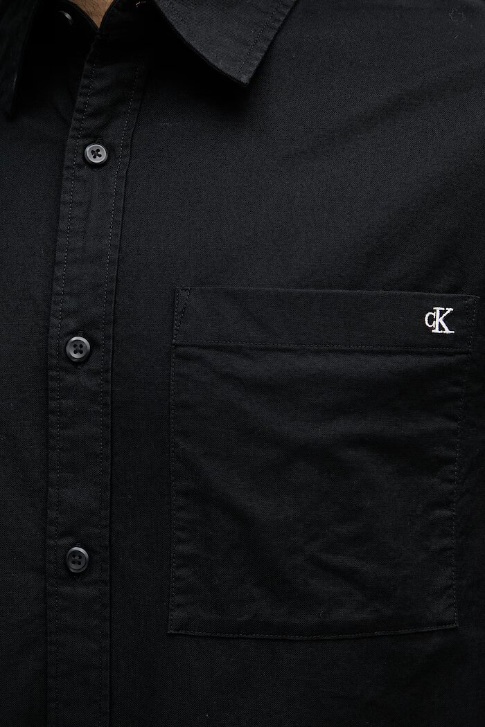 CALVIN KLEIN JEANS риза мъжка с памук черна LV04RF113G