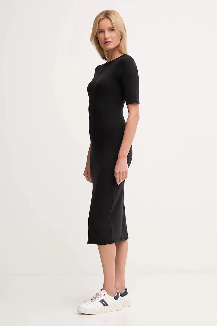CALVIN KLEIN JEANS рокля от памук с еластан черна LV047D217G
