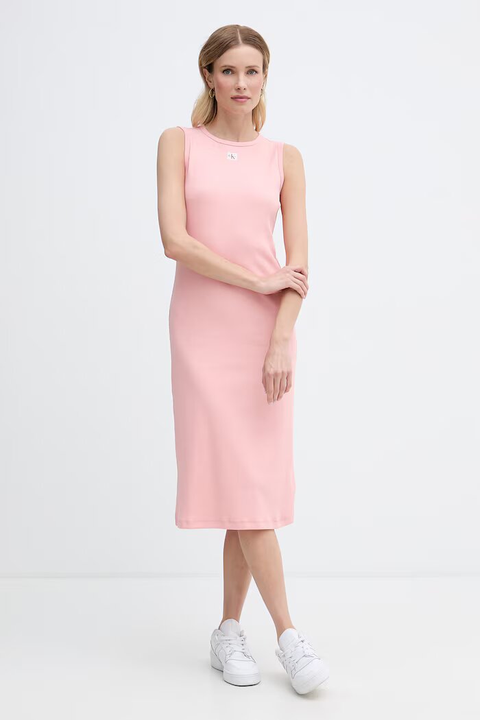 CALVIN KLEIN JEANS рокля от памук с еластан розова LV047G209G