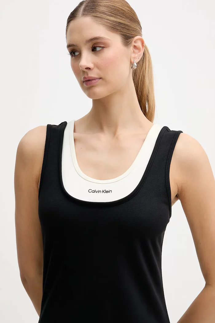 CALVIN KLEIN JEANS Рокля в черно среднодълга със стандартна кройка LV047E220G