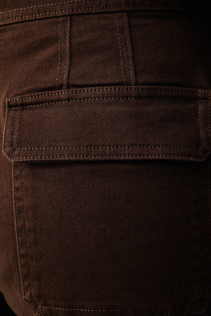 CALVIN KLEIN JEANS широк панталон дамски от памук с еластан кафяв с висока талия LV047H624G