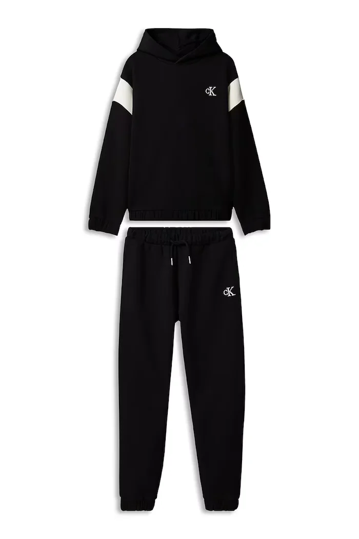 CALVIN KLEIN JEANS спортен комплект анцуг за деца от памук черен LVCKFJI10B