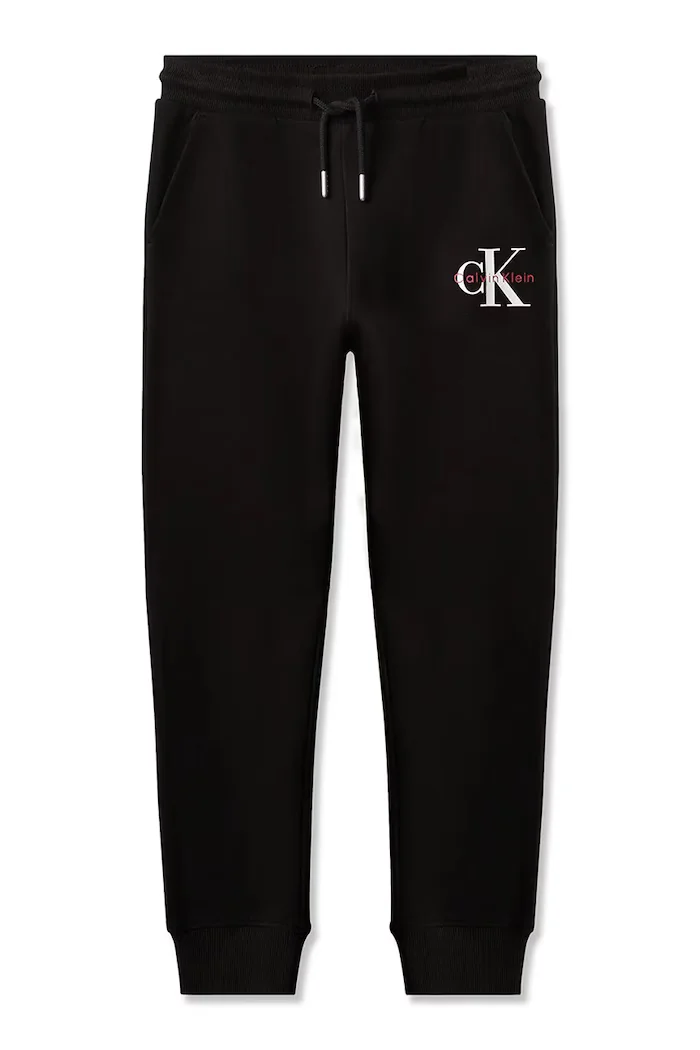 CALVIN KLEIN JEANS спортен панталон за деца от памук черен със стандартна талия LVCKTJC08U
