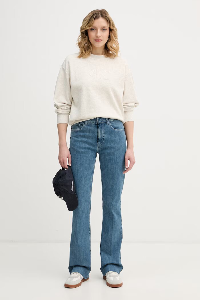 CALVIN KLEIN JEANS суичър дамски от памук бежов LV047F204G