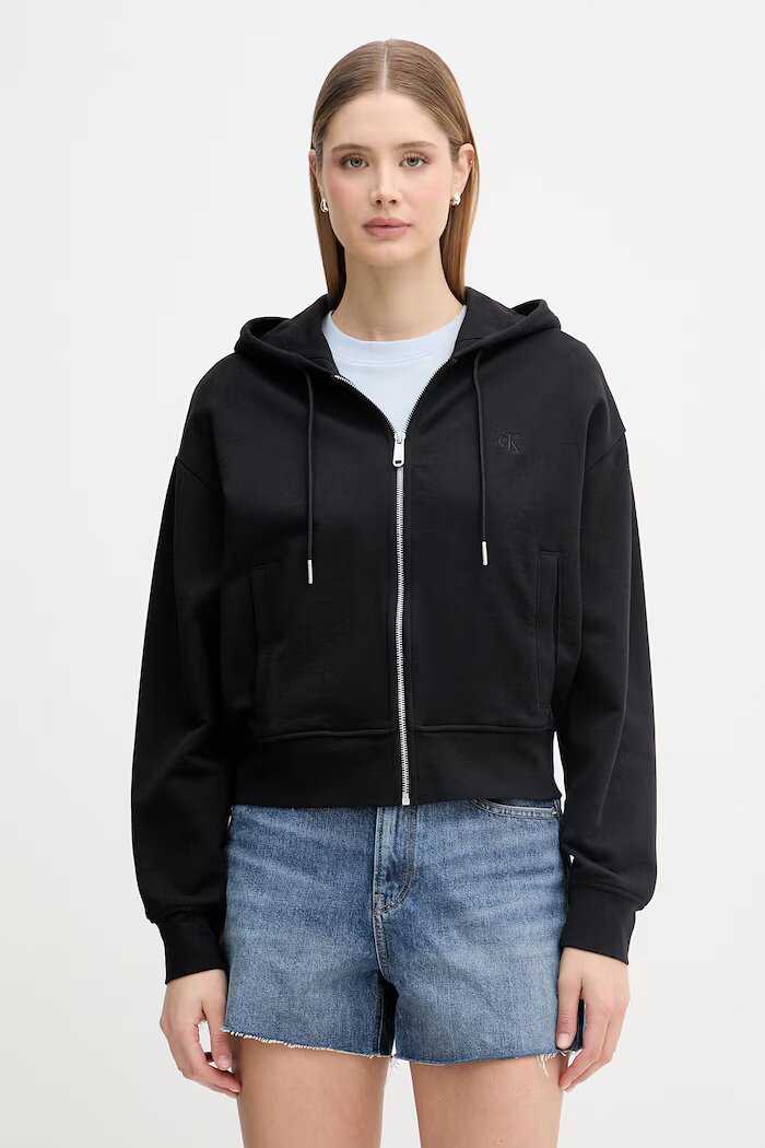 CALVIN KLEIN JEANS суичър дамски памучен черен LV047F208G