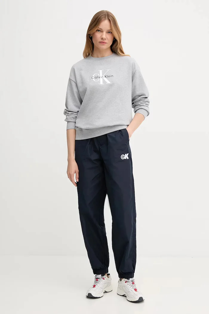 CALVIN KLEIN JEANS суичър дамски с памук сив LV047B234G