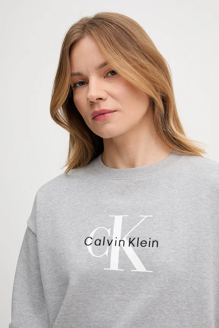 CALVIN KLEIN JEANS суичър дамски с памук сив LV047B234G