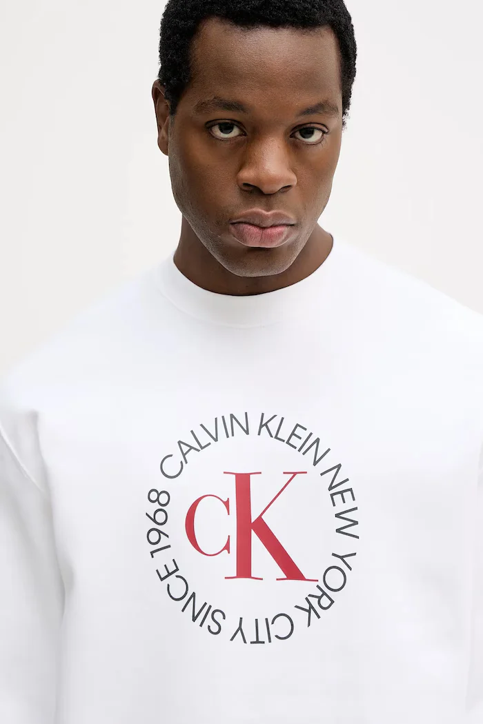 CALVIN KLEIN JEANS Суичър мъжки в бяло с принт LV14RE250G