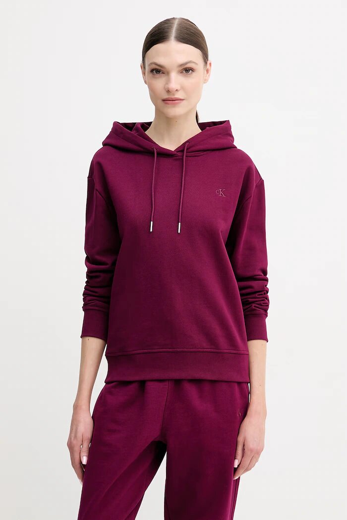 CALVIN KLEIN JEANS суичър с качулка дамски от памук виолетов LV047C224G