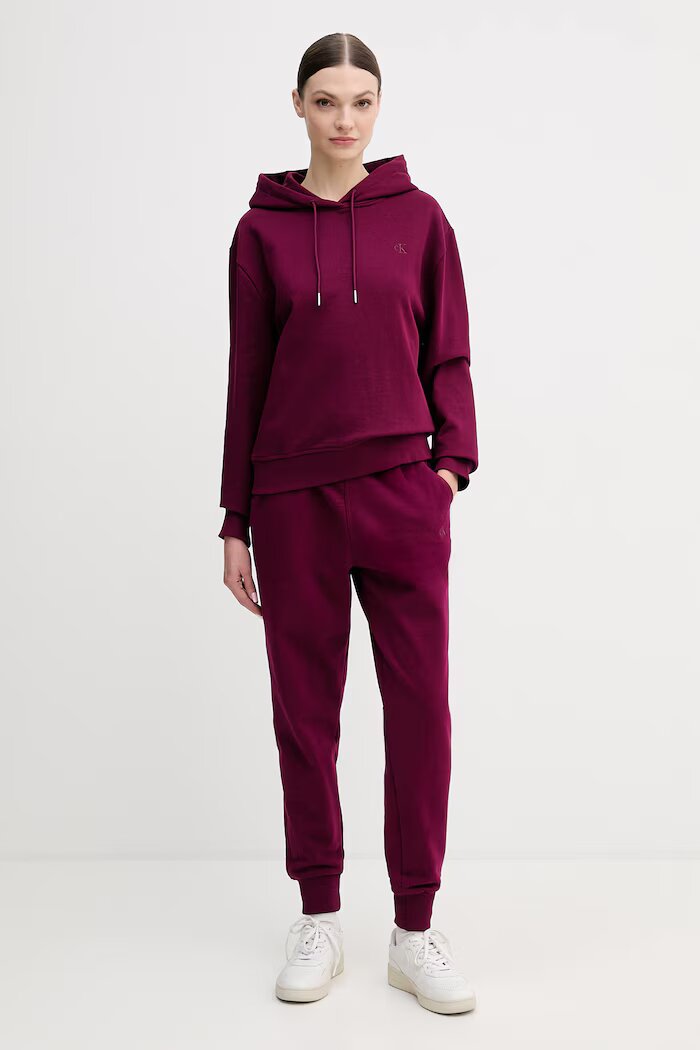CALVIN KLEIN JEANS суичър с качулка дамски от памук виолетов LV047C224G