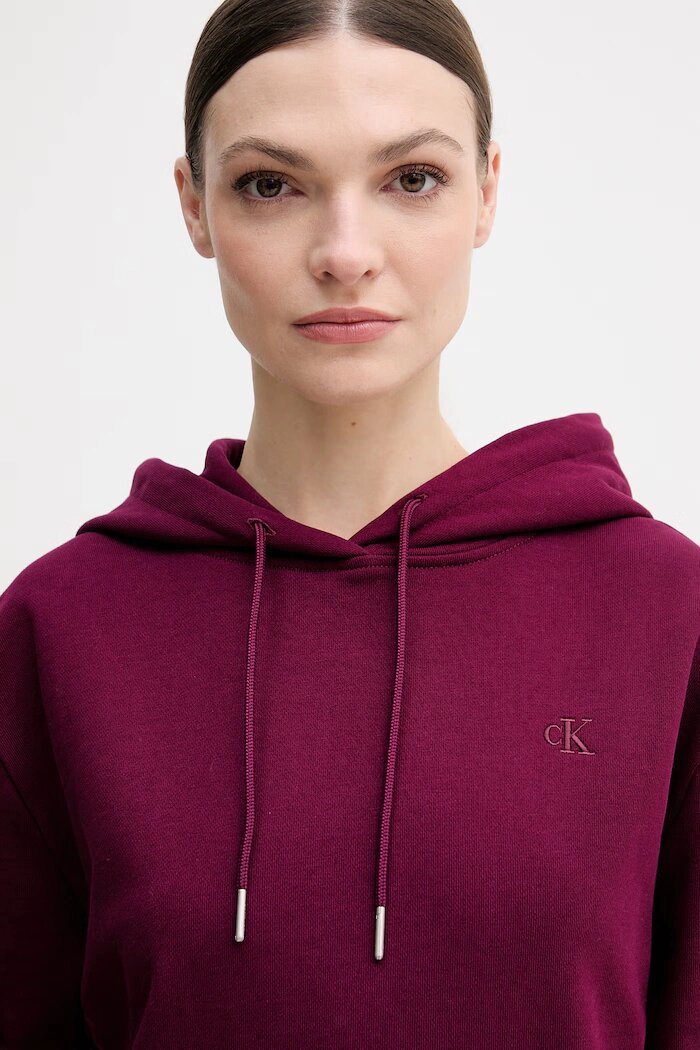 CALVIN KLEIN JEANS суичър с качулка дамски от памук виолетов LV047C224G