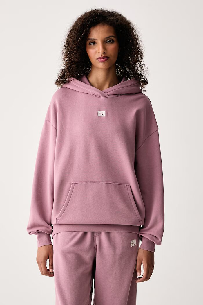 CALVIN KLEIN JEANS суичър с качулка дамски с памук розов LV047H223G