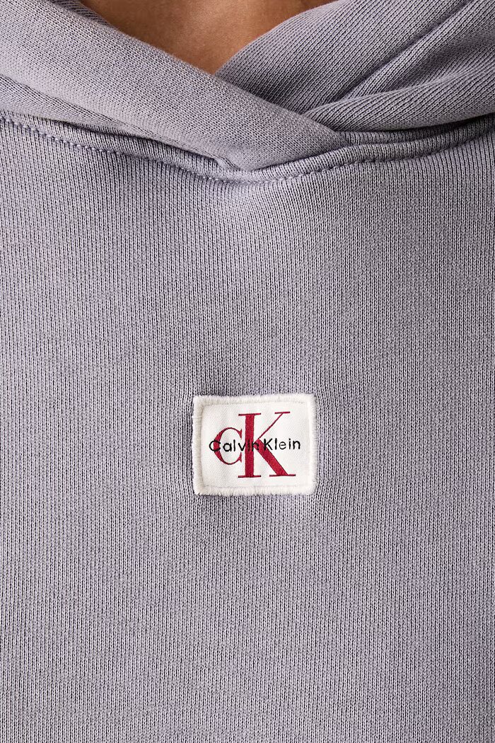 CALVIN KLEIN JEANS суичър с качулка дамски с памук сив LV047H223G