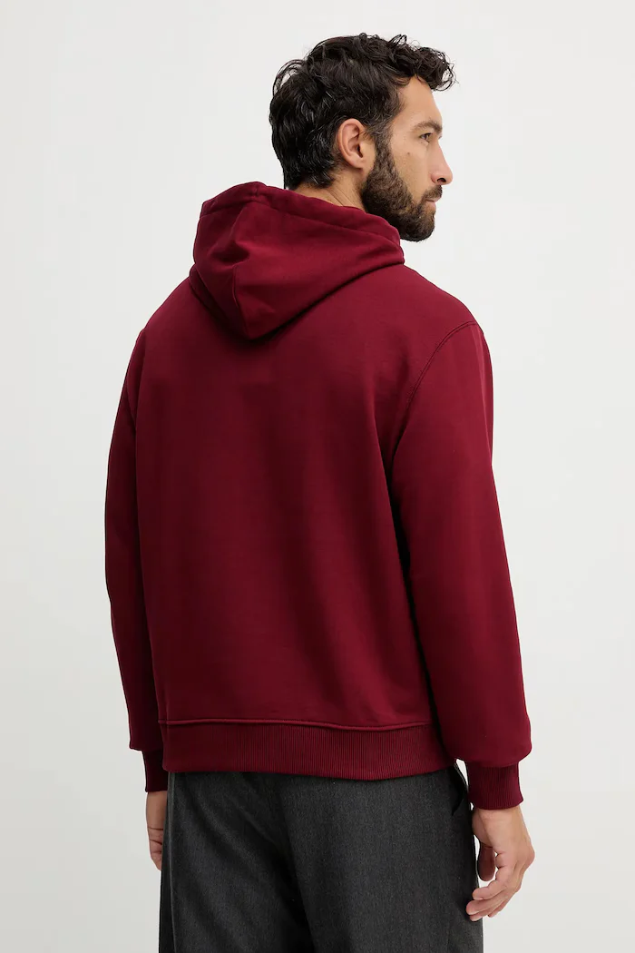 CALVIN KLEIN JEANS суичър с качулка мъжки памучен бордо LV04RD243G
