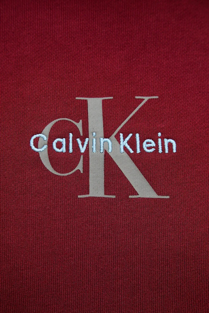CALVIN KLEIN JEANS суичър с качулка мъжки памучен бордо LV04RD243G
