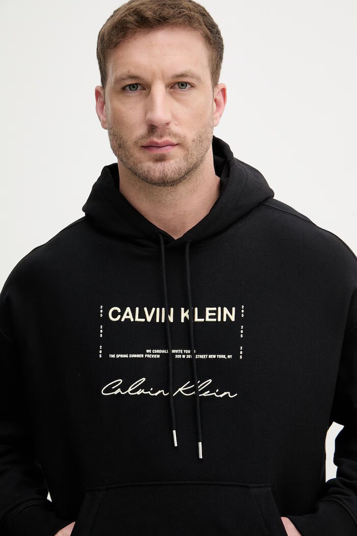 CALVIN KLEIN JEANS суичър с качулка мъжки с памук черен LV04RF247G