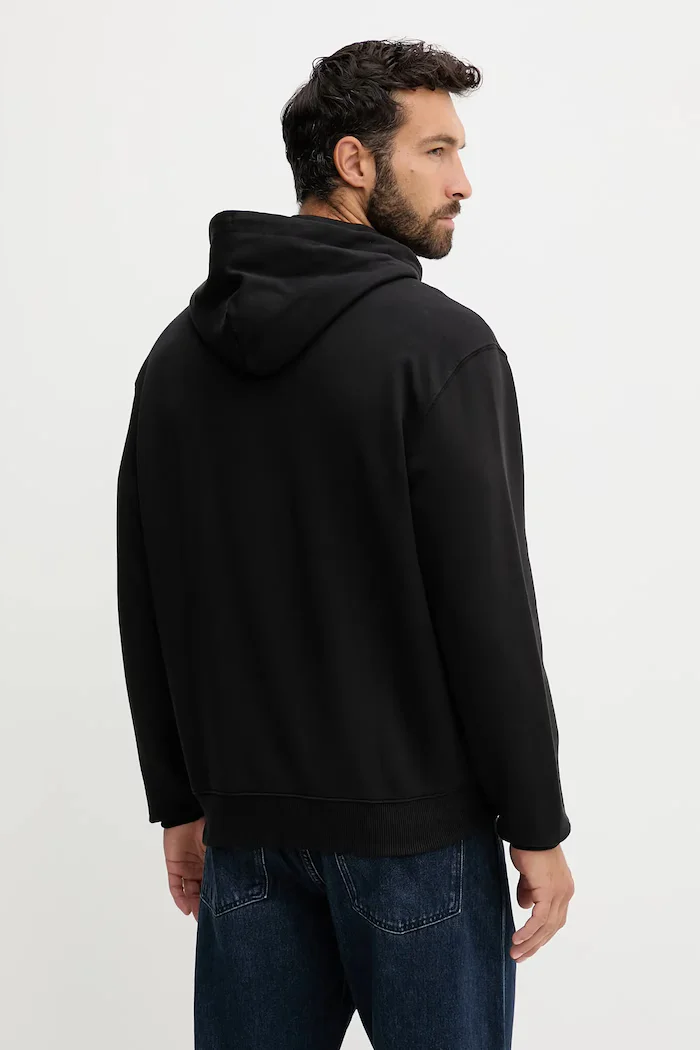 CALVIN KLEIN JEANS суичър с цип и качулка мъжки от памук черен LV04RD240G