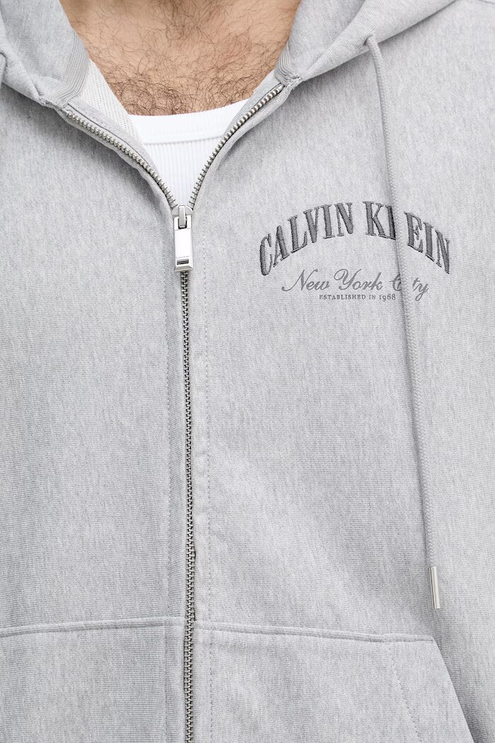 CALVIN KLEIN JEANS суичър с цип и качулка мъжки с памук сив LV04RF245G
