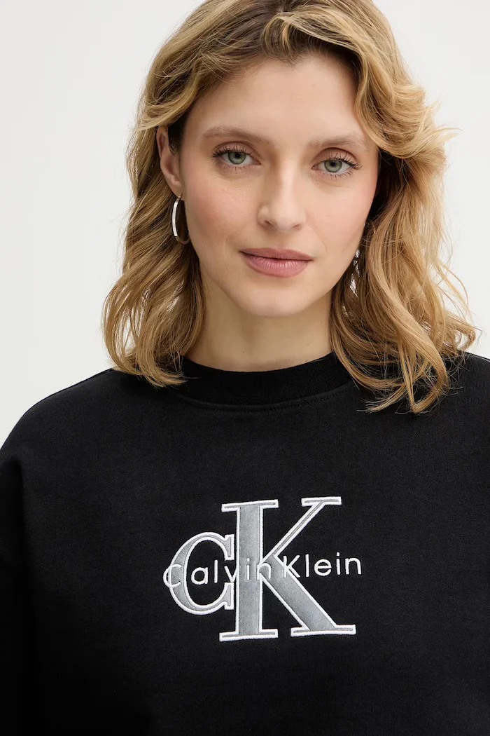 CALVIN KLEIN JEANS Суичър в черно с апликация LV047E825G
