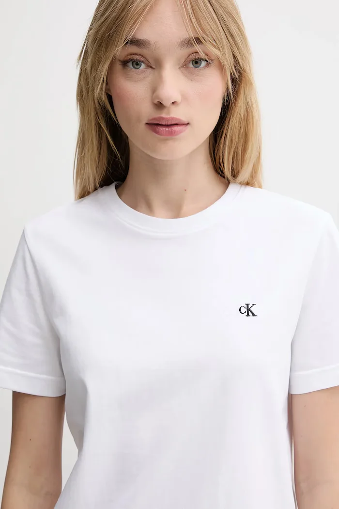 CALVIN KLEIN JEANS тениска basic дамска от памук бяла LV047B224G