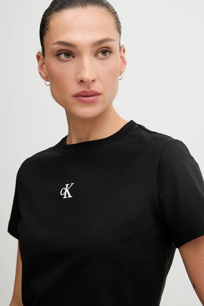 CALVIN KLEIN JEANS тениска basic от памук с еластан черна LV047AB213