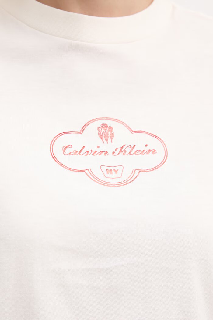 CALVIN KLEIN JEANS тениска дамска от памук бежова