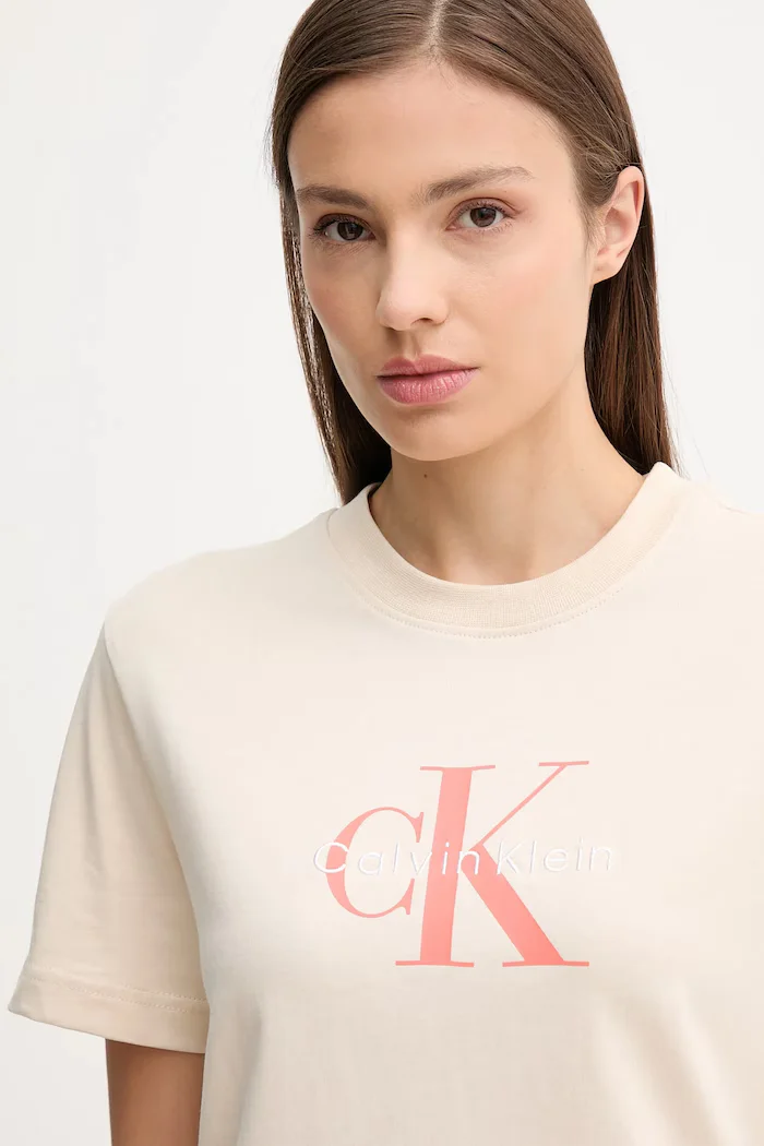 CALVIN KLEIN JEANS тениска дамска от памук бежова LV047B865G