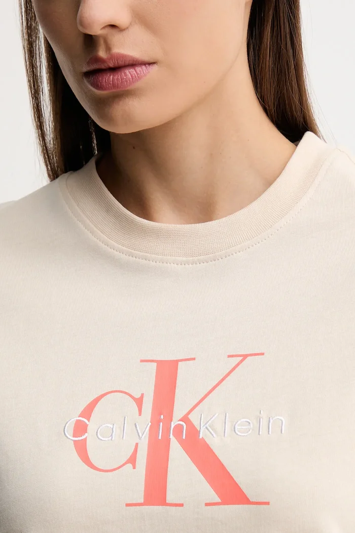 CALVIN KLEIN JEANS тениска дамска от памук бежова LV047B865G