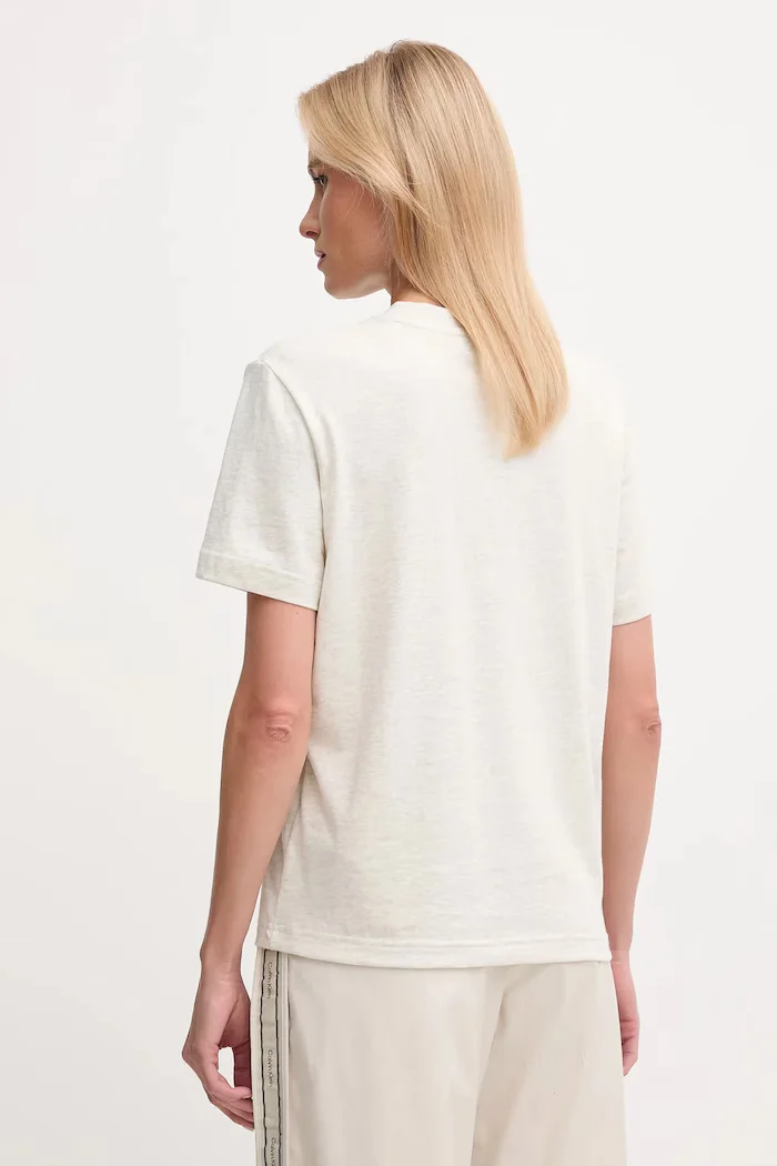 CALVIN KLEIN JEANS тениска дамска от памук бежова LV047C912G