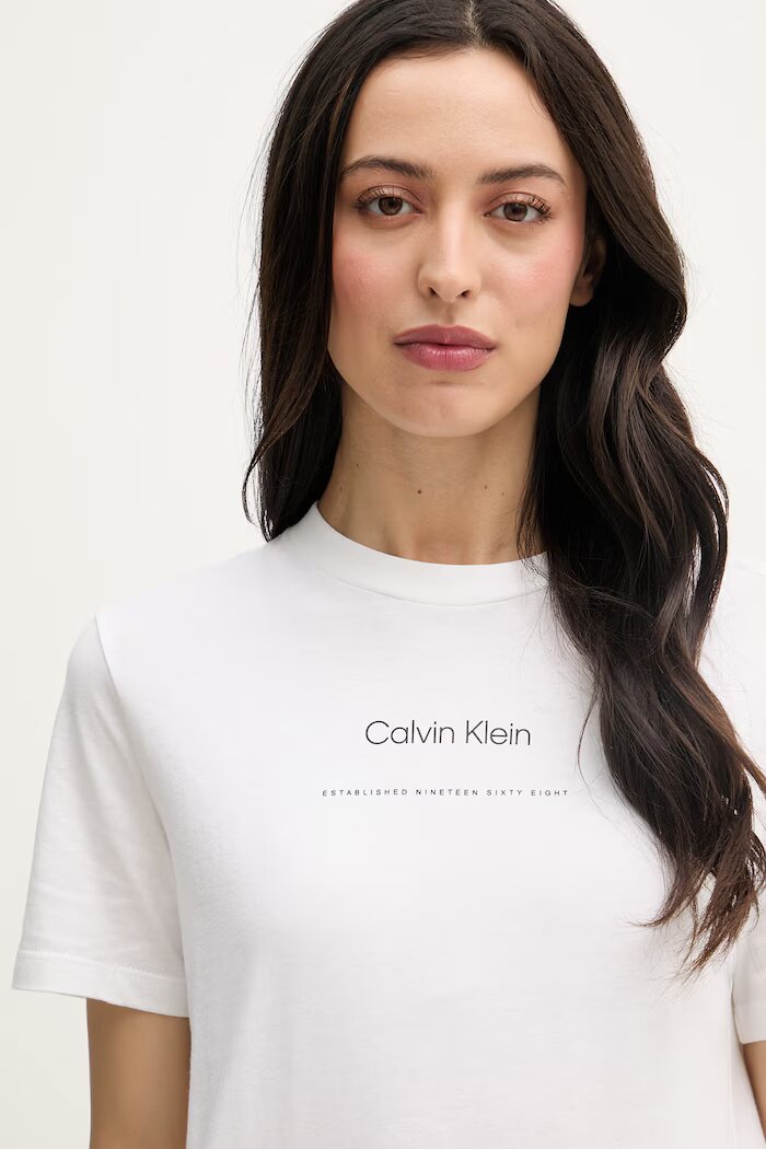 CALVIN KLEIN JEANS тениска дамска от памук бяла LV047C811G