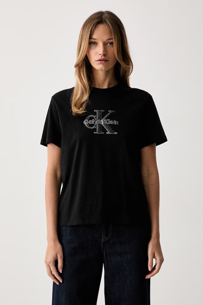 CALVIN KLEIN JEANS тениска дамска от памук черна LV047H800G