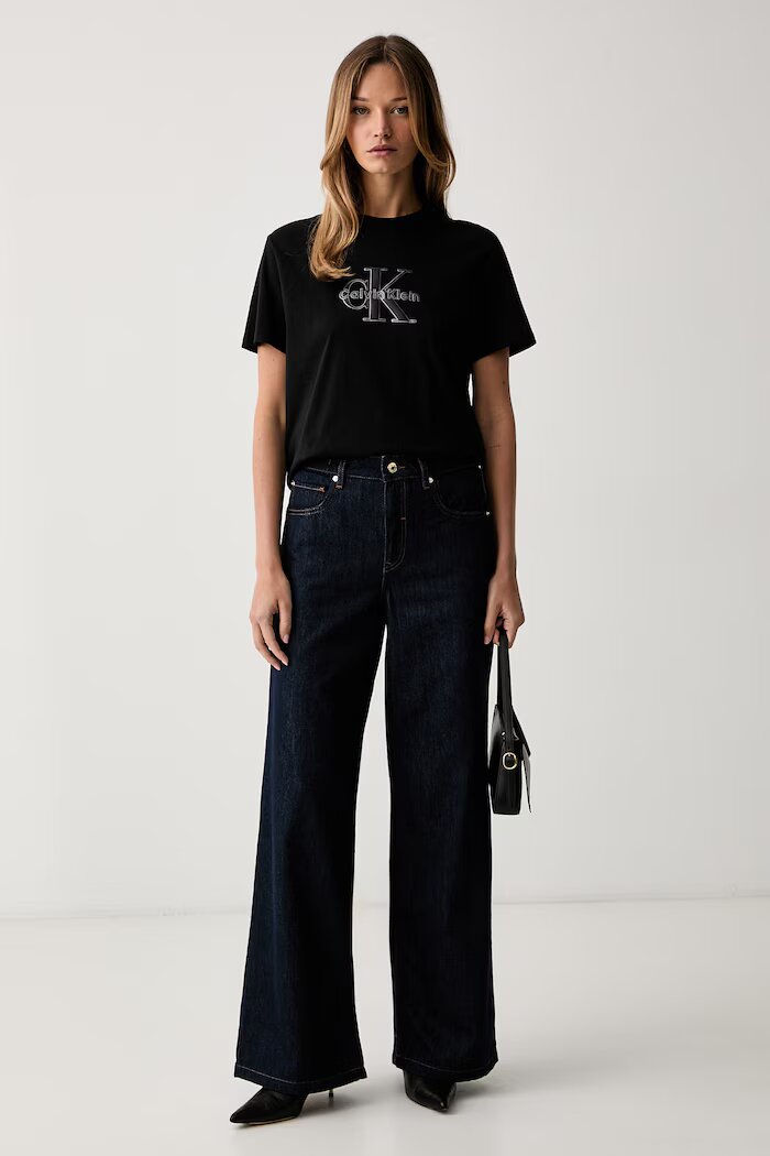 CALVIN KLEIN JEANS тениска дамска от памук черна LV047H800G
